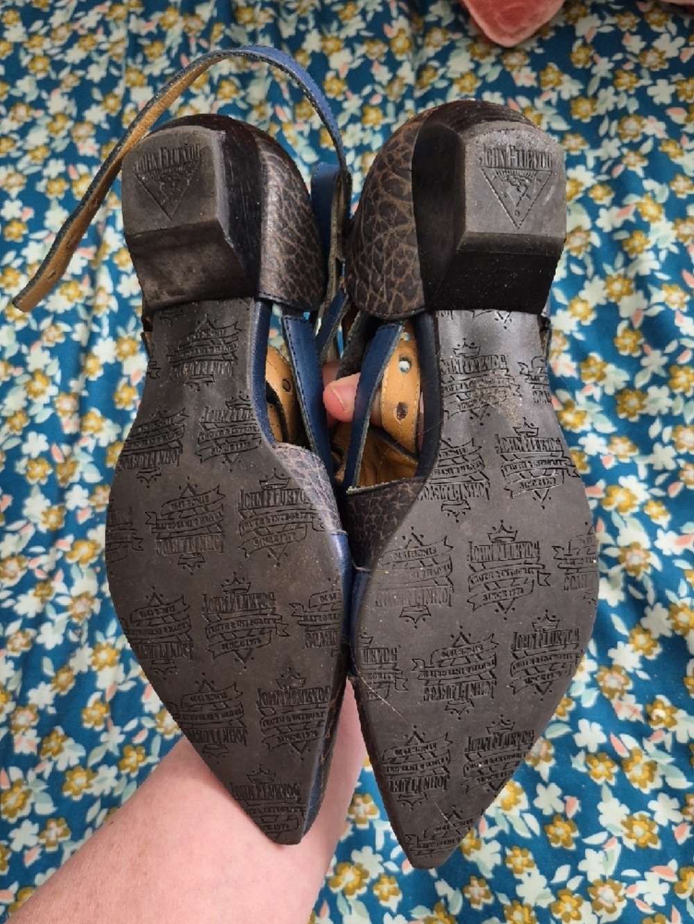 Fluevog Bekkie's Size 7 Women’s Blue Leather Pointed-Toe Heels - Picture 9 of 11